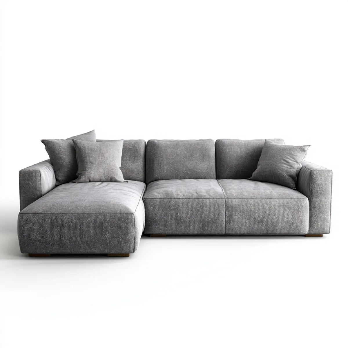 Canapé d’angle gauche 3 places gris 280 x 165 x 85 cm en polyester forme L