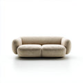 Canapé 2 places beige en polyester bouclette forme arrondie 180 x 95 x 72 cm