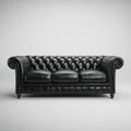 Canapé Chesterfield 3 places noir en cuir synthétique PU capitonné 220 x 95 x 78 cm