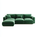 Canapé d'angle 4 places vert en polyester effet velours 285 x 165 x 85 cm