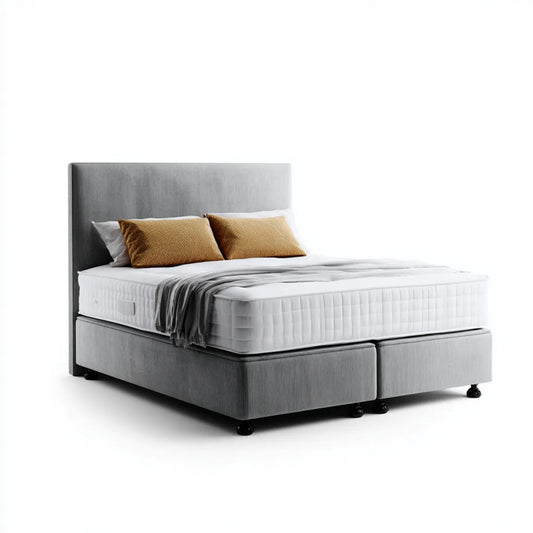 Ensemble lit double avec matelas gris 160 x 200 cm en polyester rectangulaire