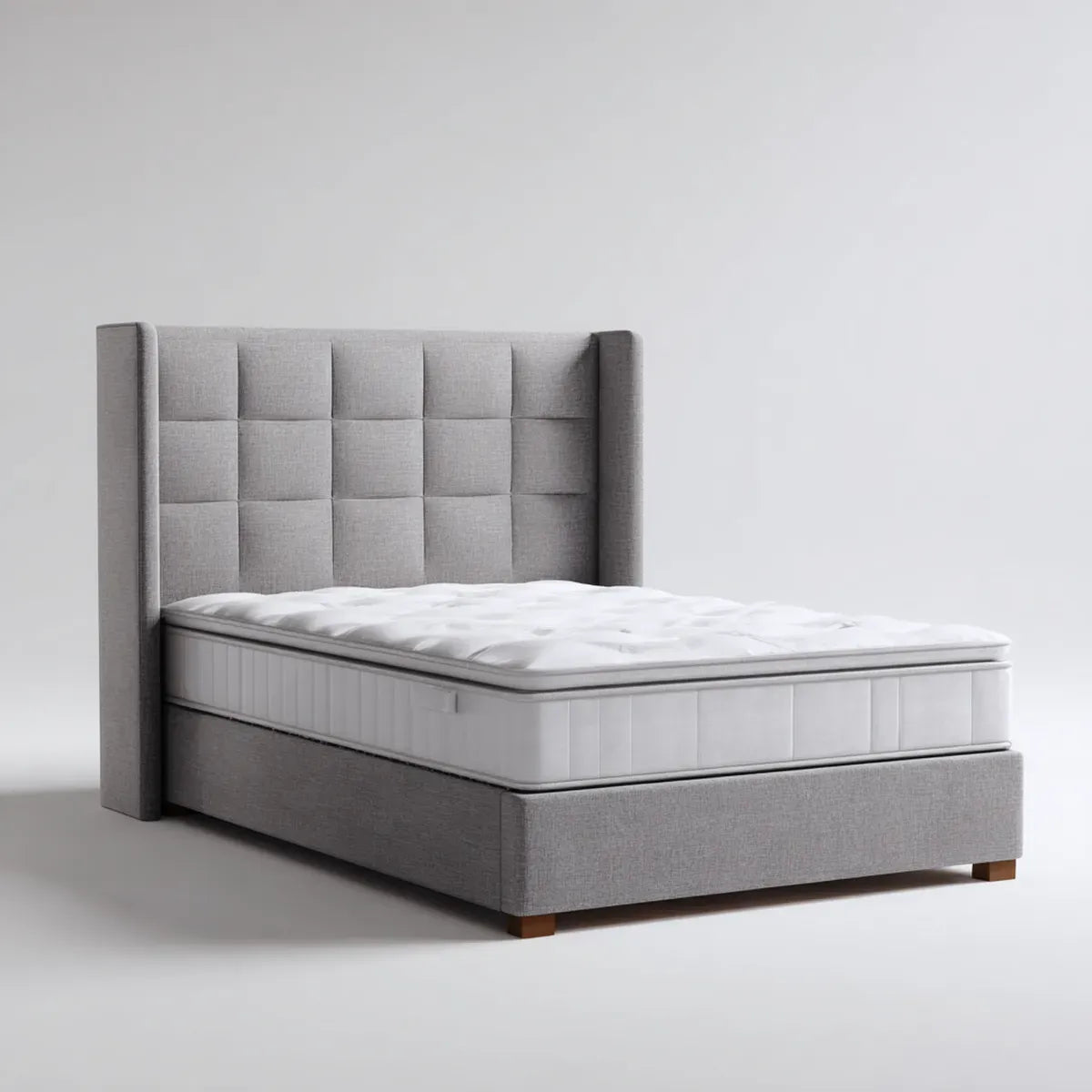 Lit double avec matelas gris 160 x 200 cm en polyester forme rectangulaire