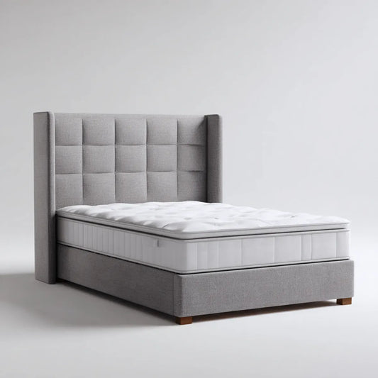 Lit double avec matelas gris 160 x 200 cm en polyester forme rectangulaire