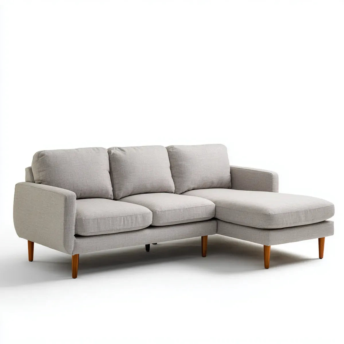 Canapé d’angle 3 places gris clair 220 x 150 x 85 cm polyester forme L
