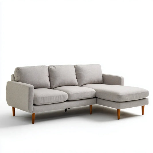 Canapé d’angle 3 places gris clair 220 x 150 x 85 cm polyester forme L