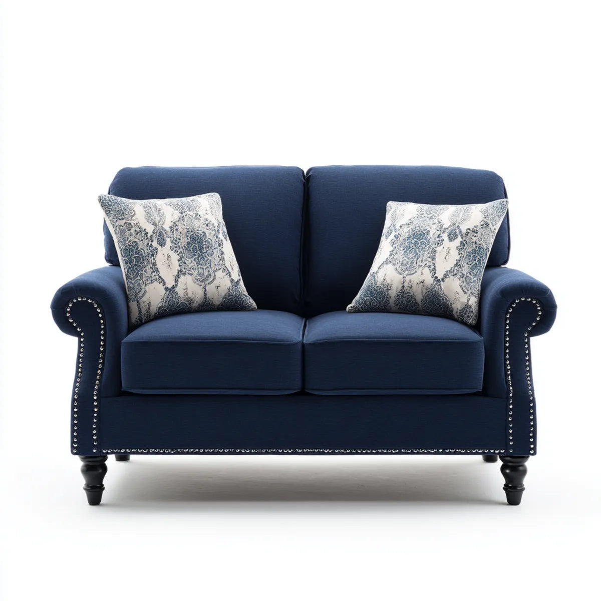 Canapé 2 places bleu marine en polyester rectangulaire 160 x 93 x 98 cm