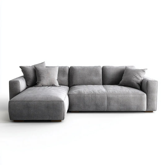 Canapé d’angle gauche 3 places gris 280 x 165 x 85 cm en polyester forme L